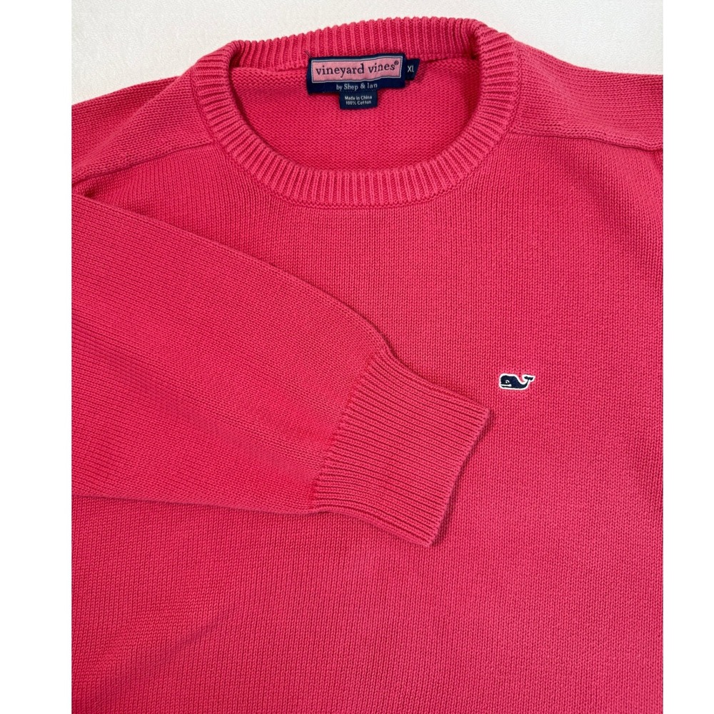 Vineyard‎ Vines Mens XL Pink Cotton Crew Neck Long Sleeve Whale Logo Sweater